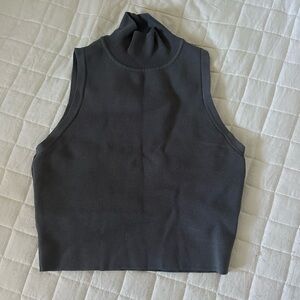 Gray Sleeveless Mock Neck Top